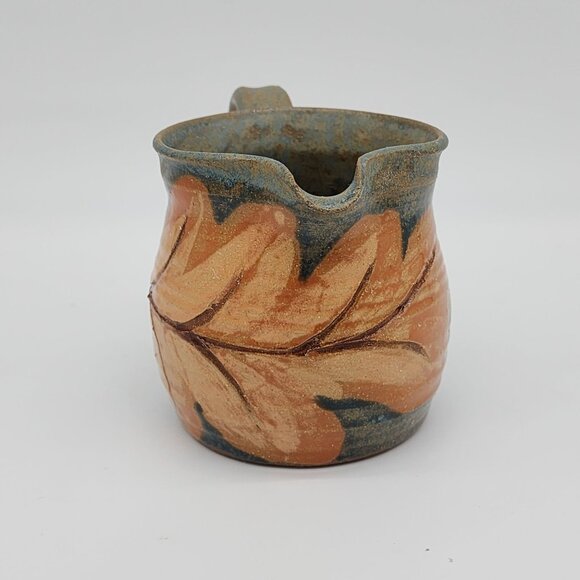 Studio Art Pottery Stoneware Creamer Speckled Acorn Leaf 3.75" Tall 1970s VTG - Picture 2 of 7